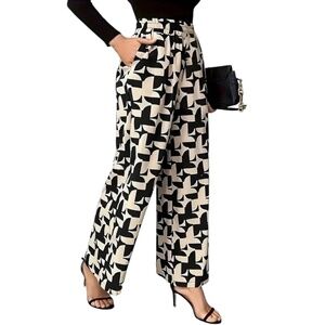 Wide-Leg Pants Geometric Print